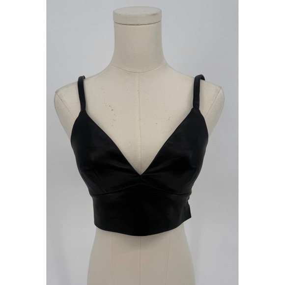 NWT Susana Monaco Faux Leather Bralette Top in Black Sz Small $118 - Picture 5 of 8